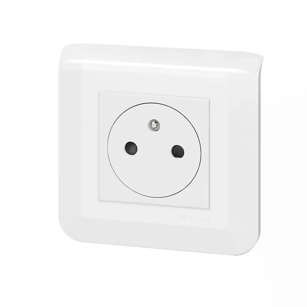 Legrand Prise 2 pôles + terre à vis Mosaïc blanc