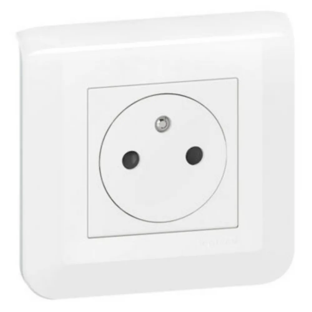 Legrand Prise 2 pôles + terre à vis Mosaïc blanc