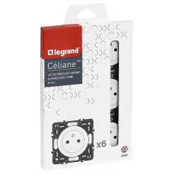 Legrand Prise Encastrable-6 prises de courant 2 ports avec terre Céliane sans plaque