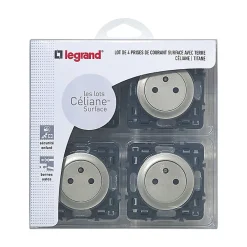 Legrand 4 prises 2 pôles+terre à vis Céliane titane