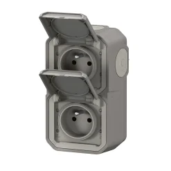 Legrand Prise Étanche-Prise verticale Plexo gris en saillie, lot de 2