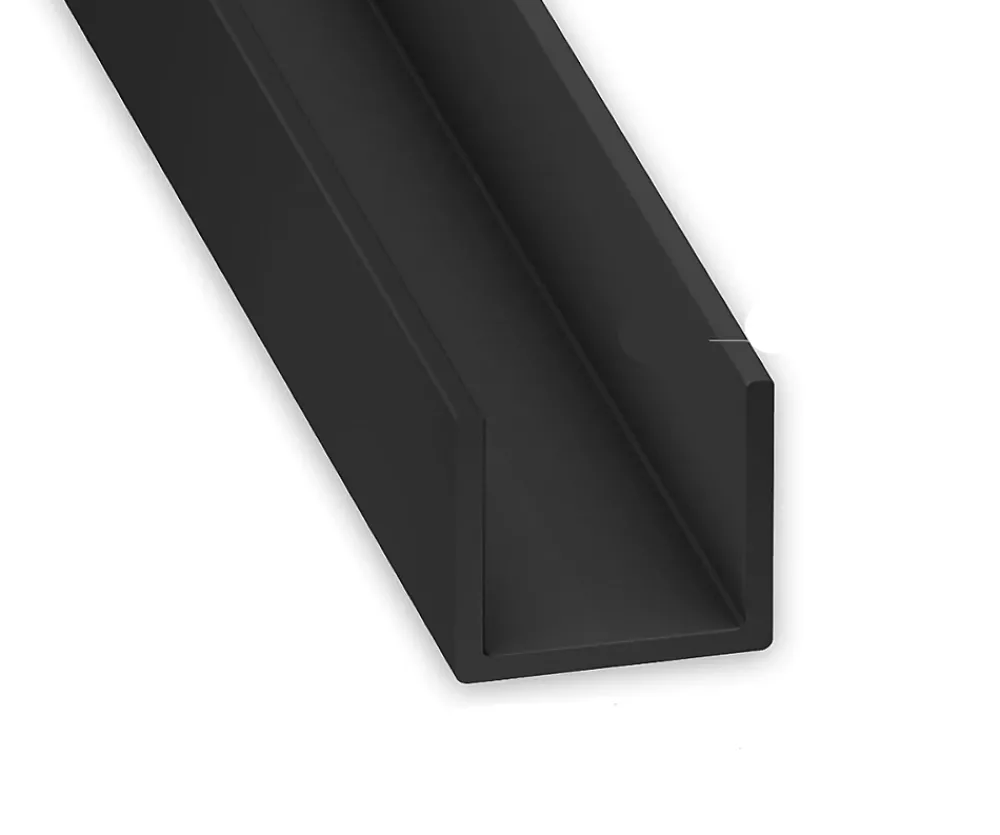 CQFD Profilé en U PVC noir 10 x 12 mm, L. 2 m