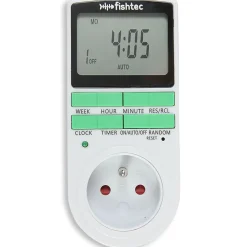 Fishtec Programmateur digital 16A 3680W - 10 programmes - Mode aléatoire - Écran LCD - Mémoire intégrée