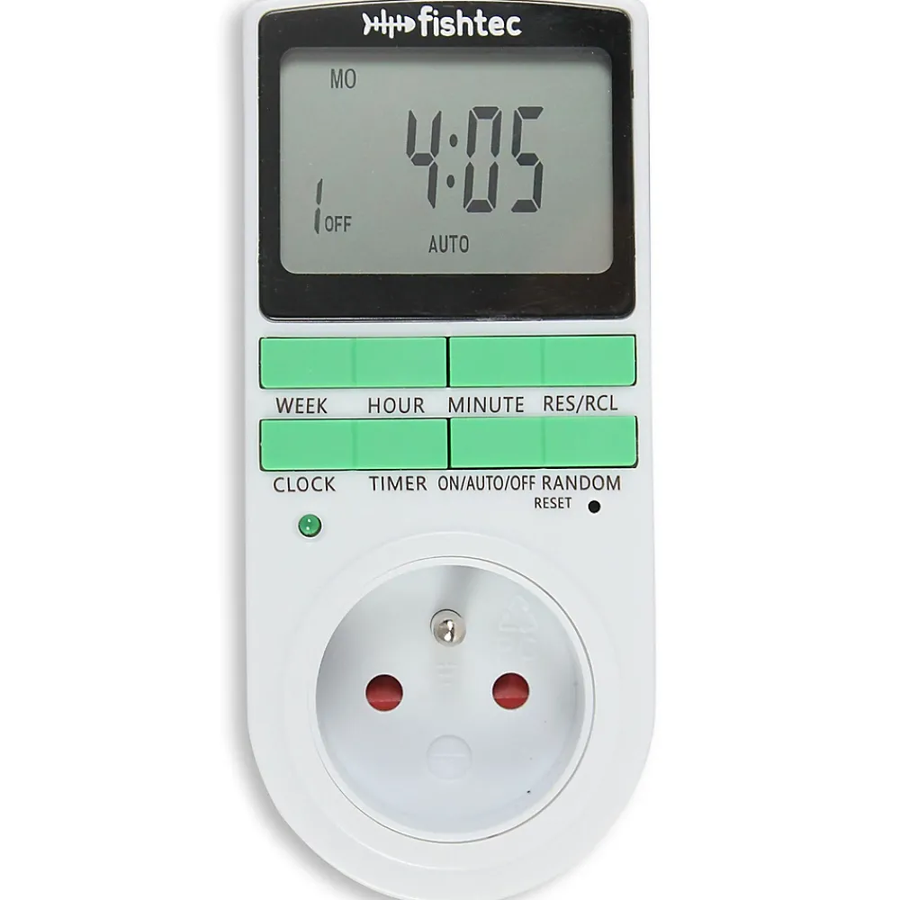 Fishtec Programmateur digital 16A 3680W - 10 programmes - Mode aléatoire - Écran LCD - Mémoire intégrée