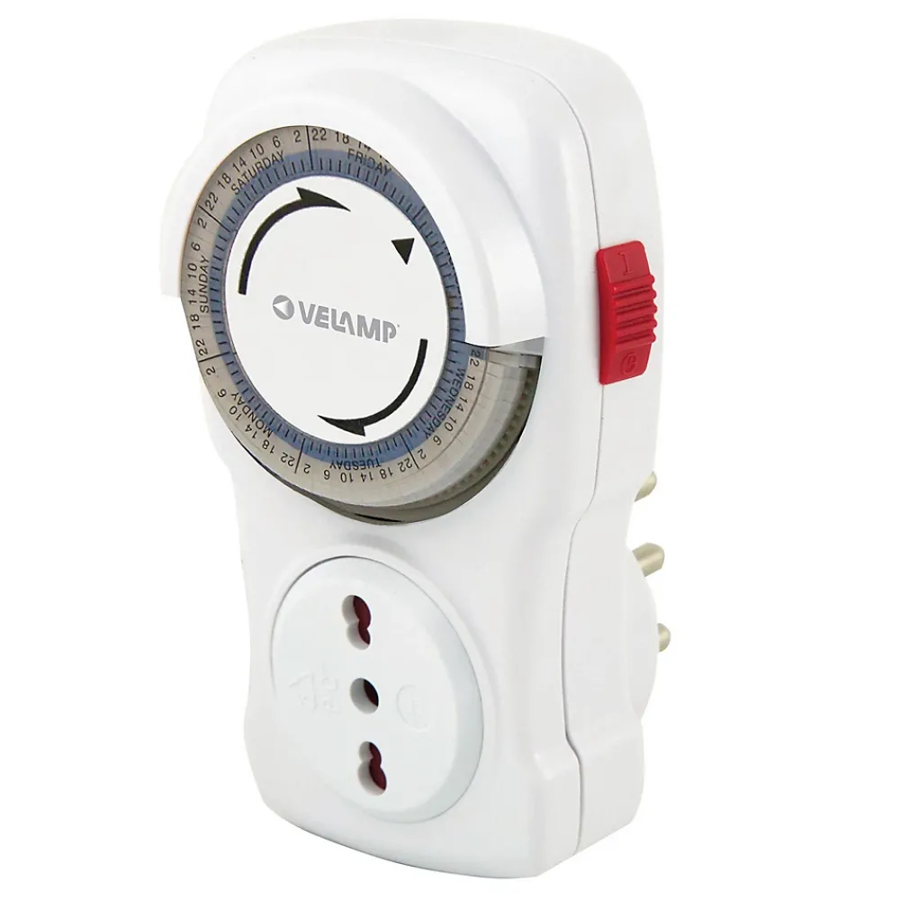 Velamp Prise Programmable-Programmateur hebdomadaire mécanique - 10/16A.