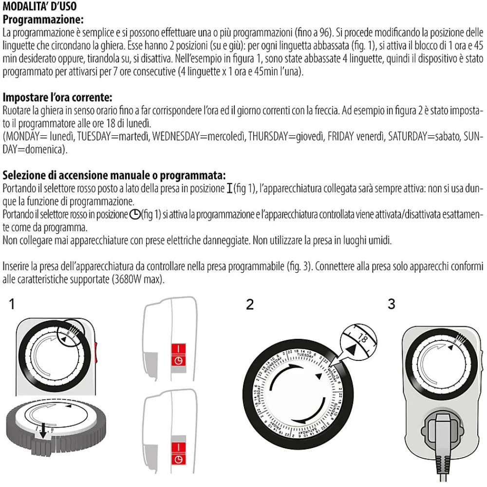 Velamp Prise Programmable-Programmateur hebdomadaire mécanique - 10/16A.