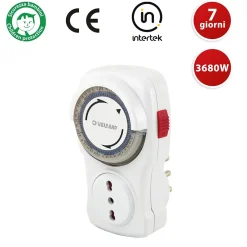 Velamp Prise Programmable-Programmateur hebdomadaire mécanique - 10/16A.