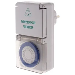 Zenitech Prise Étanche-Programmateur mécanique Schuko IP44 blanc