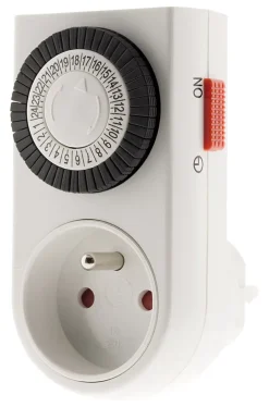 Otio Programmateur mini journalier mécanique avec interrupteur à voyant - Blanc -