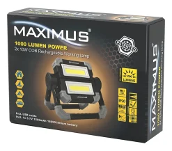 Maximus Projecteur de chantier portatif rechargeable M-WKL-021 - 2x500lm