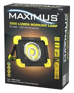 Maximus Projecteur de chantier portatif rechargeable M-WKL-013 - 3500lm