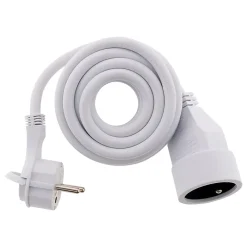 Zenitech Rallonge Électrique-Prolongateur 16A 2P+T HO5VV-F 3G1,5mm² - Blanc 3m avec fiche extraplate -