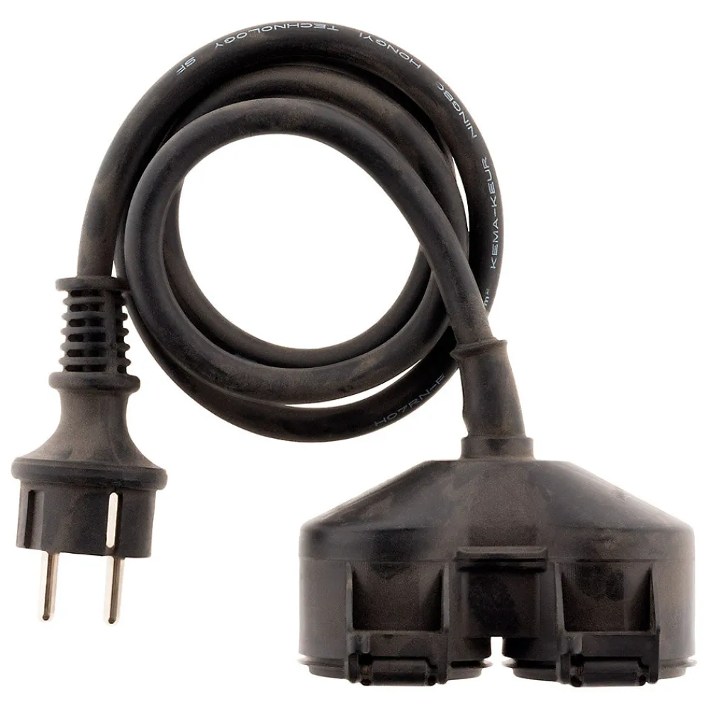 Zenitech Rallonge Électrique-Prolongateur à double tête pour chantier HO7RN-F 16A 3G1,5mm² - Noir 1m -