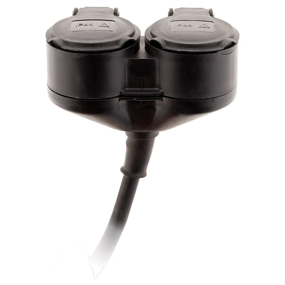 Zenitech Rallonge Électrique-Prolongateur à double tête pour chantier HO7RN-F 16A 3G1,5mm² - Noir 1m -
