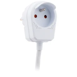 Zenitech Rallonge Électrique-Prolongateur HO5VV-F 3m avec prise gigogne - Blanc -