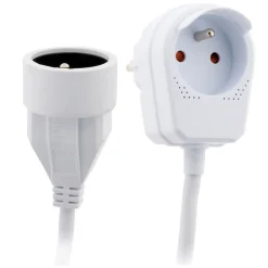 Zenitech Rallonge Électrique-Prolongateur HO5VV-F 3m avec prise gigogne - Blanc -