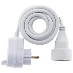 Zenitech Rallonge Électrique-Prolongateur HO5VV-F 3m avec prise gigogne - Blanc -