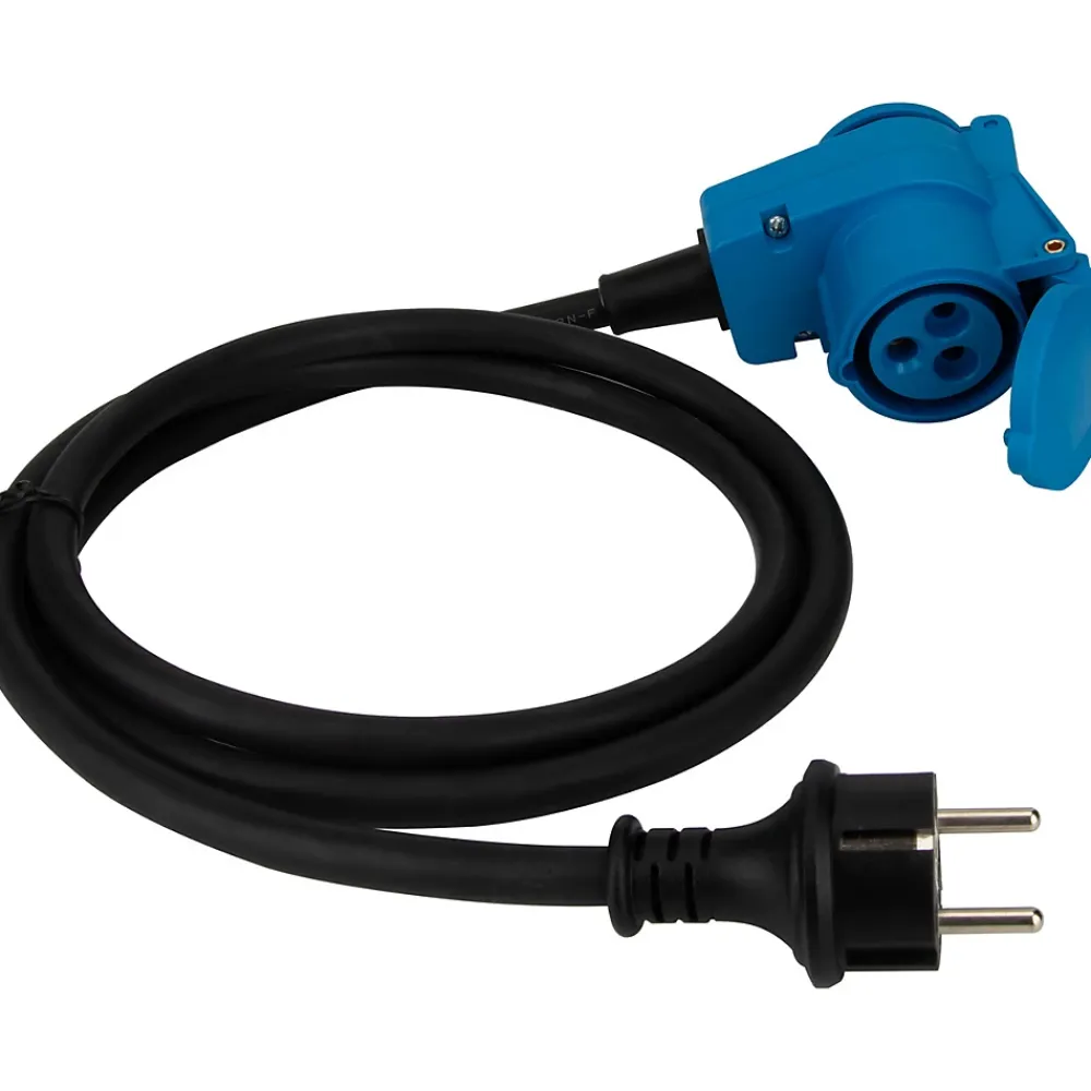 Protec Rallonge Électrique-Prolongateur Schuko CEE P17 1,5m IP44 - Noir/Bleu -