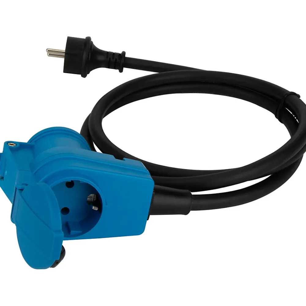 Protec Rallonge Électrique-Prolongateur Schuko CEE P17 1,5m IP44 - Noir/Bleu -