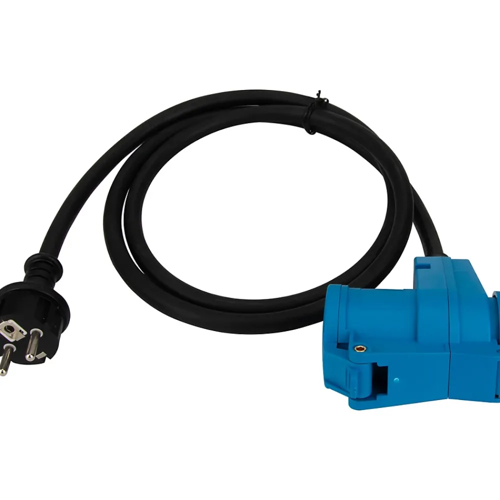 Protec Rallonge Électrique-Prolongateur Schuko CEE P17 1,5m IP44 - Noir/Bleu -
