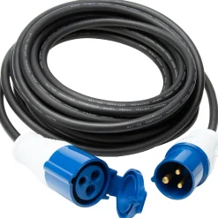 Protec Rallonge Électrique-Prolongateur Schuko CEE P17 10m IP44 - Noir/Bleu -