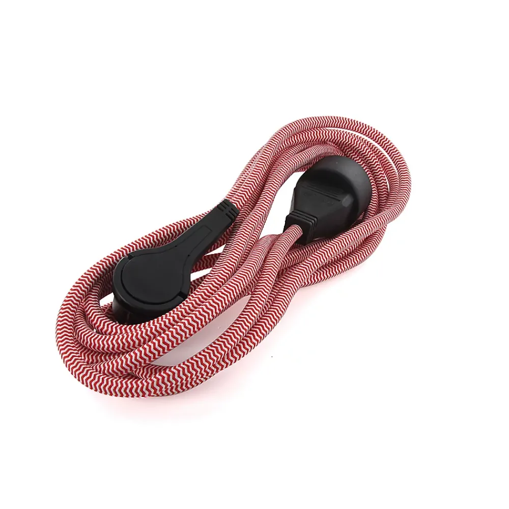 Chacon Rallonge Électrique-Prolongateur Schuko fiche plate 5m rouge/blanc