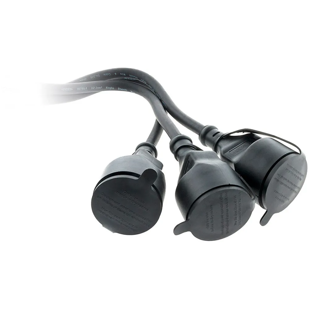 Zenitech Prolongateur à triple tête pour chantier HO7RN-F 16A 3G1,5mm² - Noir 1m -