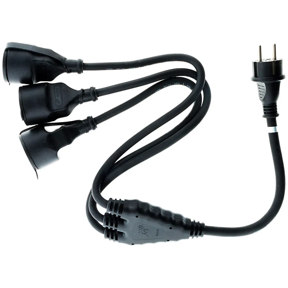 Zenitech Prolongateur à triple tête pour chantier HO7RN-F 16A 3G1,5mm² - Noir 1m -