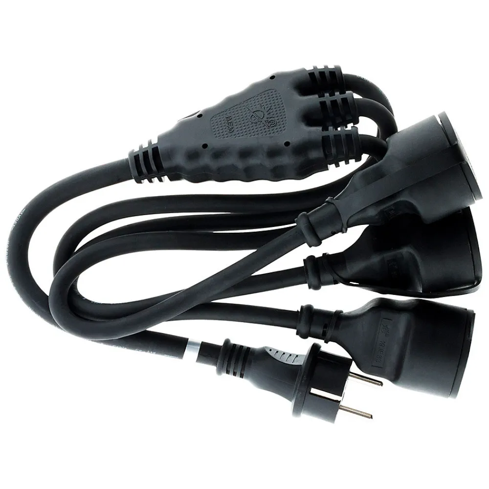 Zenitech Prolongateur à triple tête pour chantier HO7RN-F 16A 3G1,5mm² - Noir 1m -