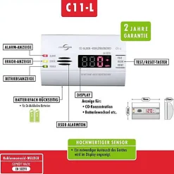 Protector Détecteur De Monoxyde De Carbone Et Gaz-C11-L détecteur de monoxyde de carbone à piles - affichage LED, capteur électrochimique