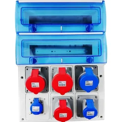 Solera Tableau Électrique Pré-Équipé-1332pv6 Coffret étanche Ip65 Pour 6 Prises Industrielles à Composer - 2 Rangées De 16 Modules - Indubox