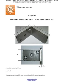 Vis Express Équerres Taquet LIT 3 Trous 55X65X35X3 Acier - 1 pièce