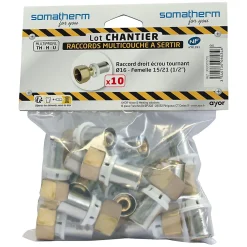 Somatherm for you Raccord droit à sertir tube multicouche Ø16 mm femelle 1/2 10 pièces