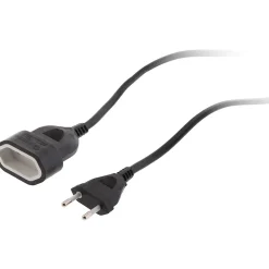 Zenitech Enrouleur Électrique-Rallonge de câble HO5VV-F 2x1mm² - 5m - noir -