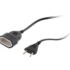 Zenitech Enrouleur Électrique-Rallonge de câble HO5VV-F 2x1mm² - 2m - noir -