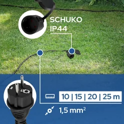 Horoz Electric Rallonge Électrique Et Enrouleur De Jardin-Rallonge de jardin noire Schuko 15 m 3x1,5 mm² IP44 HOROZ