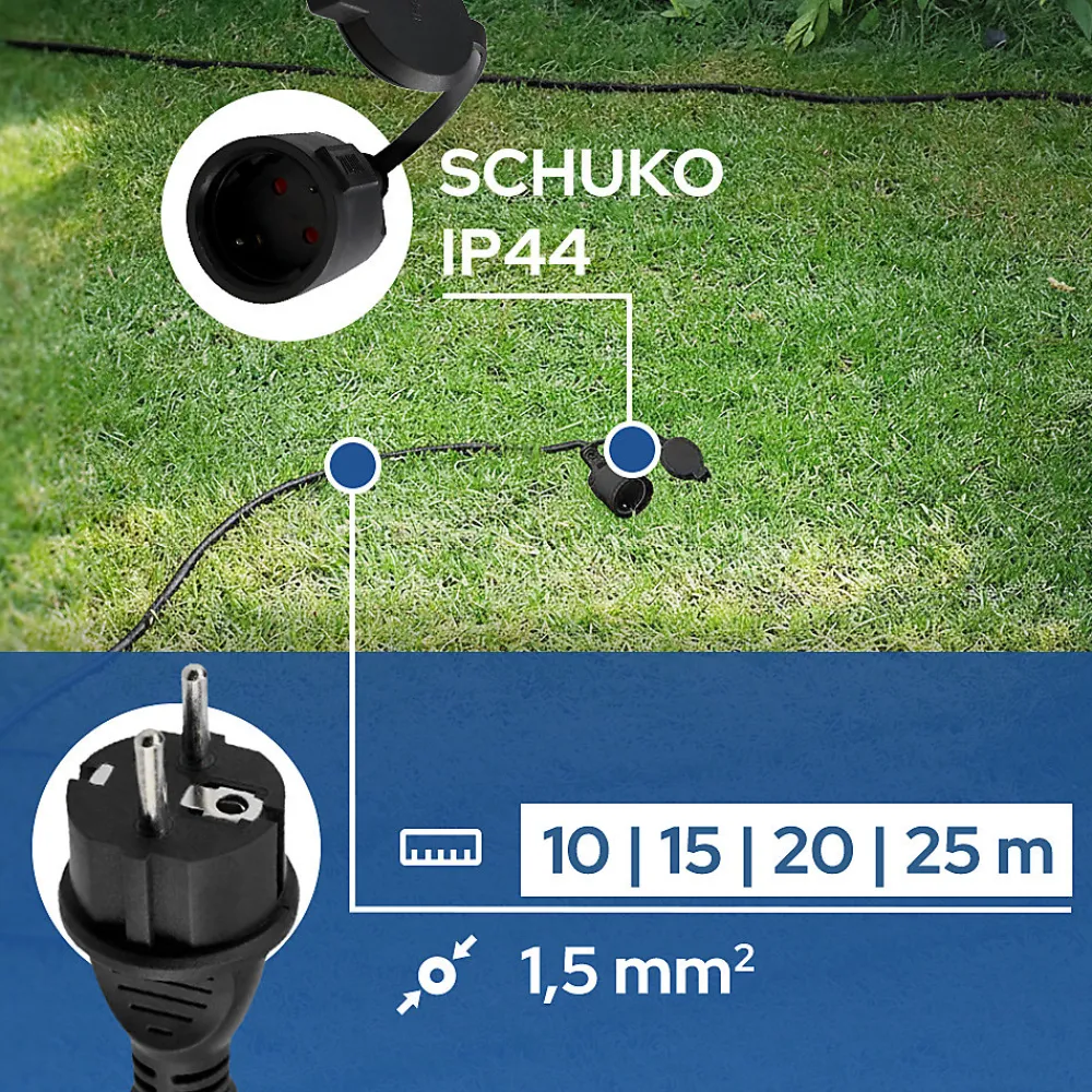 Horoz Electric Rallonge Électrique Et Enrouleur De Jardin-Rallonge de jardin noire Schuko 15 m 3x1,5 mm² IP44 HOROZ