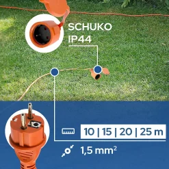 Horoz Electric Rallonge Électrique Et Enrouleur De Jardin-Rallonge de jardin orange Schuko 25 m 3x1,5 mm² IP44 HOROZ