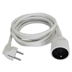 Rallonge électrique câble H05VVF 3G1,5 mm², 3680 W coloris blanc longueur 3 m