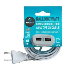 Chargeur Et Câble Usb-Rallonge 2 ports USB rapide 3m Watt&Co