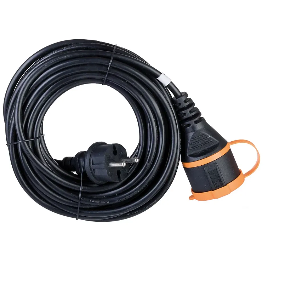 Zenitech Rallonge étanche 10m clip de fixation orange