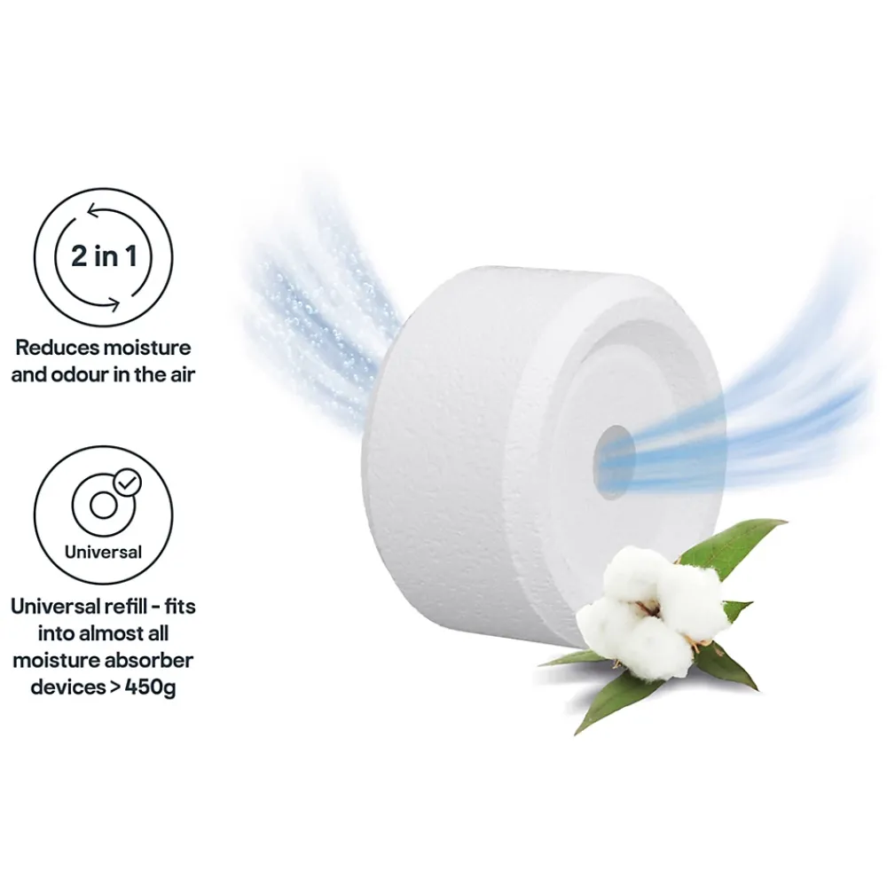 GoodHome Absorbeur D'Humidité-Recharge pour absorbeur d'humidité 2 galets coton 20m² 450g