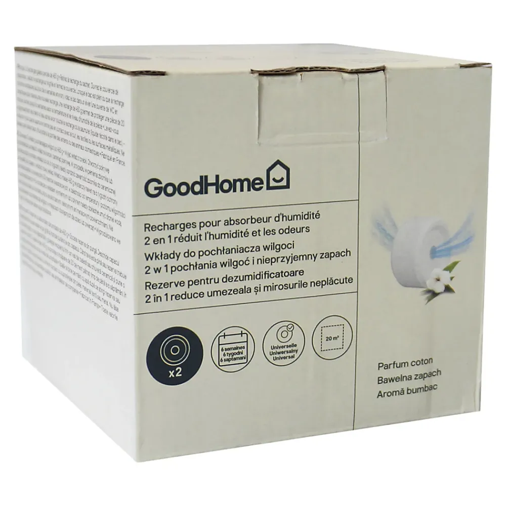 GoodHome Absorbeur D'Humidité-Recharge pour absorbeur d'humidité 2 galets coton 20m² 450g
