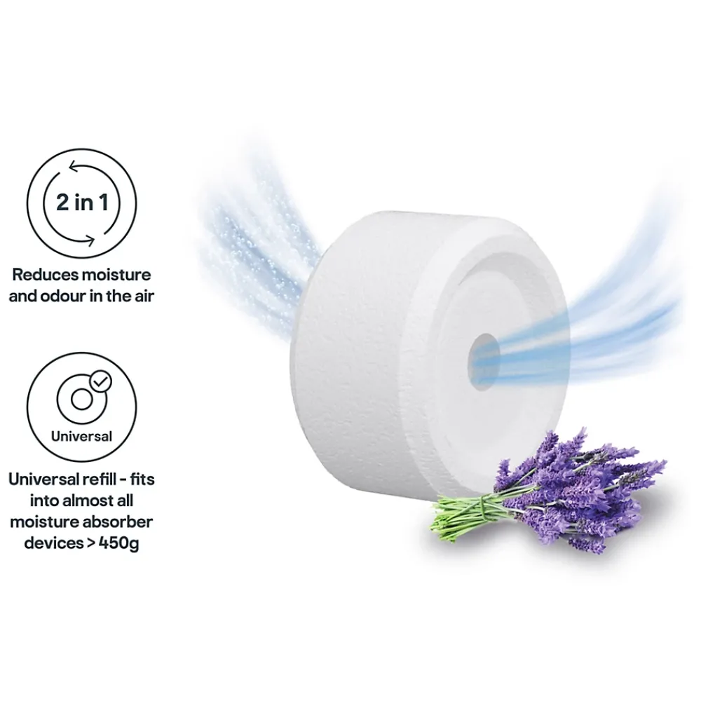 GoodHome Recharge pour absorbeur d'humidité 2 galets lavande 20m² 450g