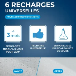 Starwax Absorbeur D'Humidité-6 recharges de 500g universelles pour absorbeur d'humidité