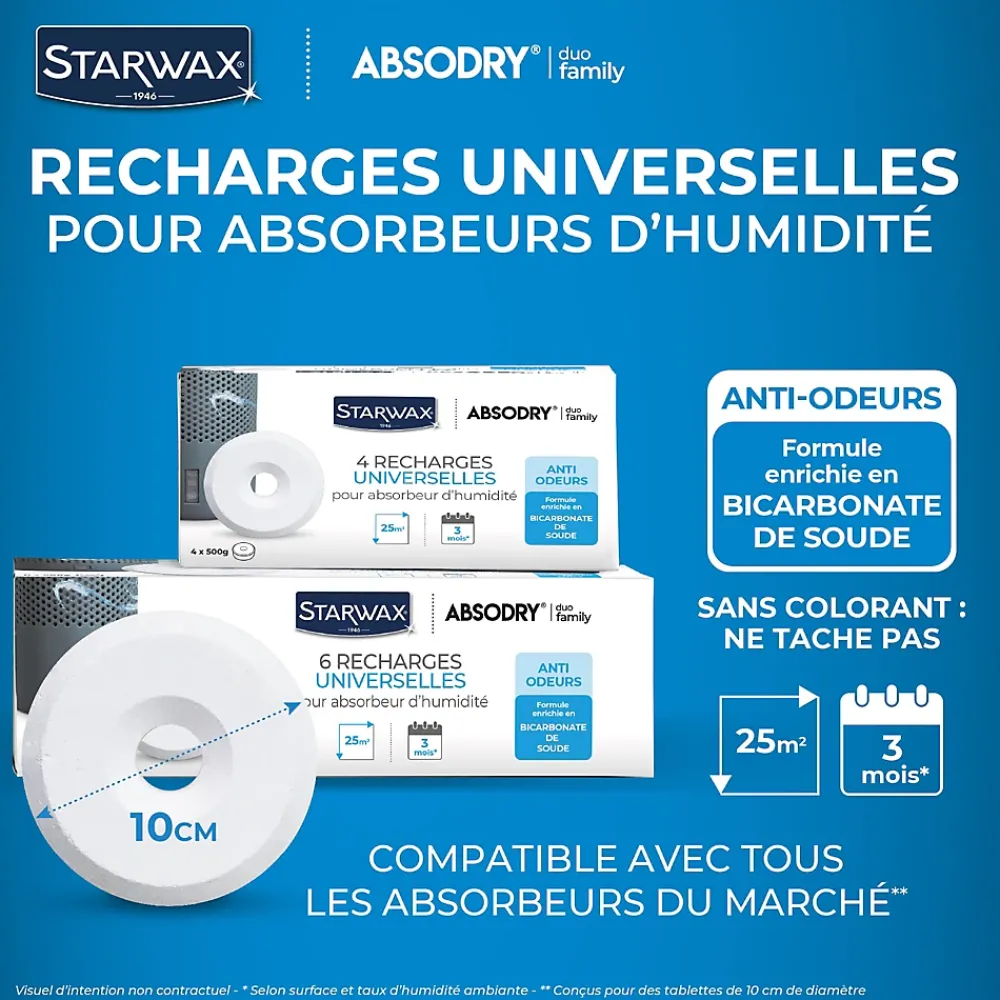 Starwax recharges de 500g universelles pour absorbeur d'humidité