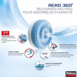 Rubson Absorbeur D'Humidité-5 recharges neutre pour absorbeur d'humidité Aéro 360° 20m² + 1 recharge lavande
