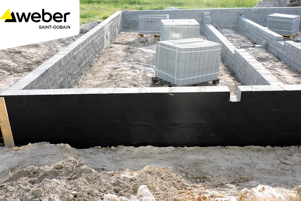 Weber Saint-Gobain Etanchéité Des Fondations-Revêtement d'imperméabilisation des fondations et collage d’isolants 10 kg prêt à l'emploi, Weberdry Bitufondation