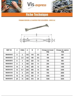 Vis Express Ridoir à chapes fixes soudées Inox A4 Diamètre 8 - 1 pièce