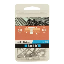 Scell-It Rivet-Rivet aveugle tête plate aluminium 4,0 x 10 mm, 15 pièces